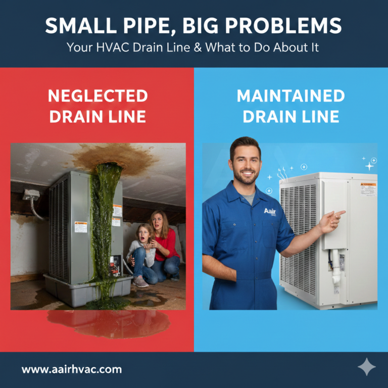 A split-screen comparison infographic about HVAC maintenance.