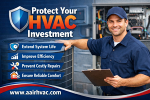 “Professional HVAC technician performing air conditioning maintenance to protect HVAC investment — AAIR HVAC.”